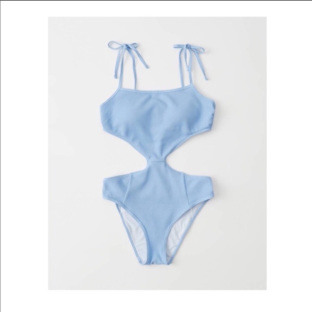 A&F Texture Cutout One Piece Swimsuit - Sz M, Blue